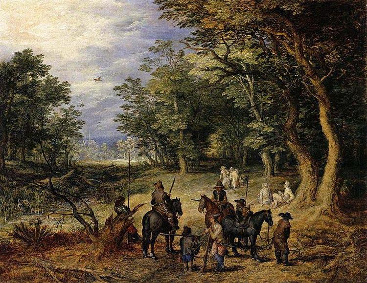 Jan Brueghel Guards in a Forest Clearing